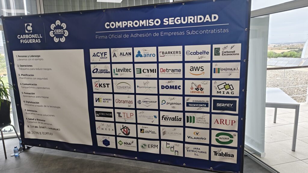 listado de empresas que firmaron el compromiso de seguridad de de Carbonell Figueras para las obras de los centros de datos de AWS en Huesca